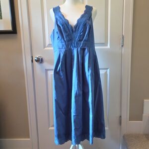 Blue Sleeveless Sundress with Lace Detail